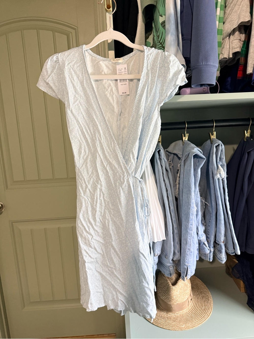 John Galt/Brandy Melville Light Blue Wrap Dress - Women's Summer Dress